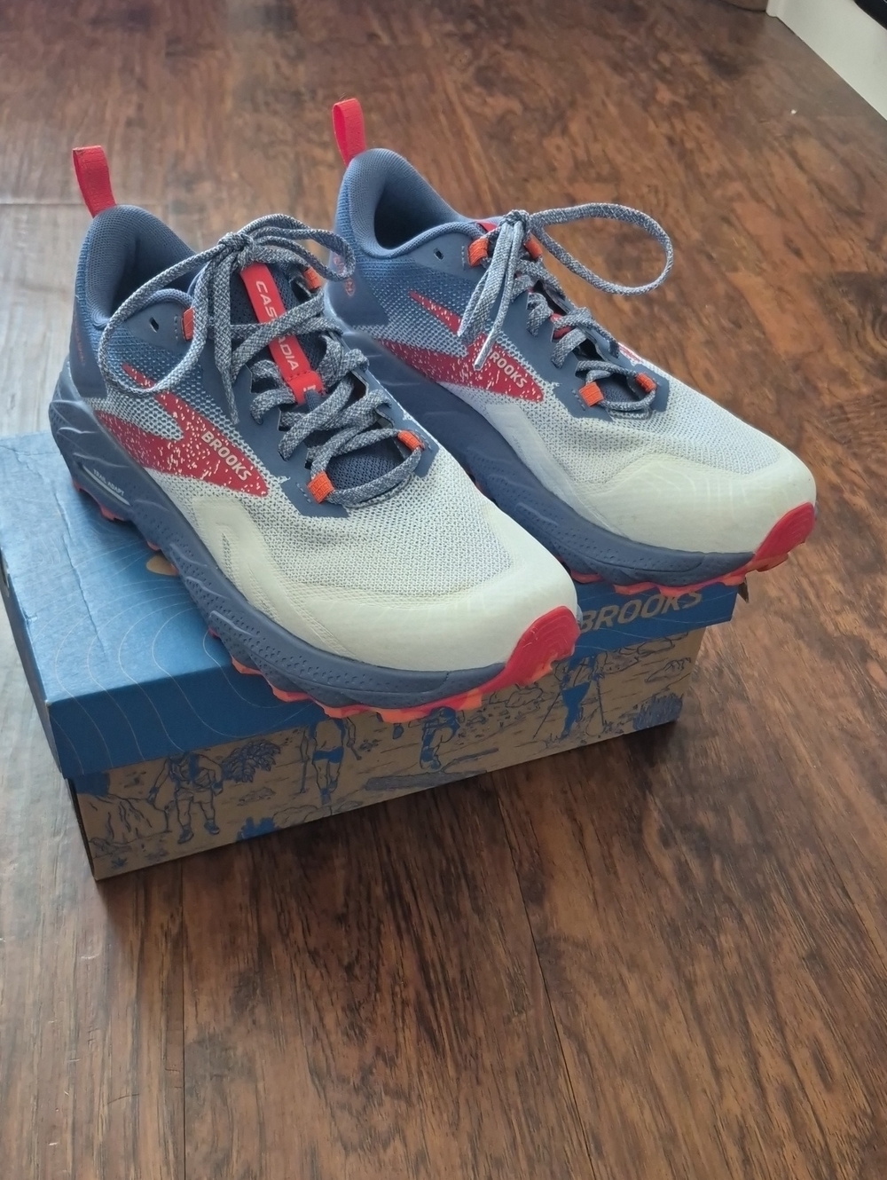Brooks Womens Blue and Coral Trail Sneakers